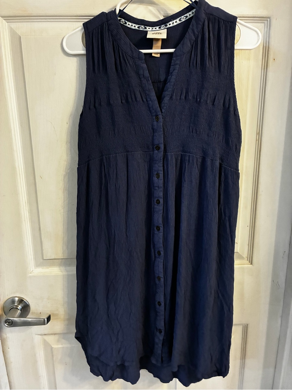 Knox Rose navy blue sleeveless button-front tunic dress, Size: S